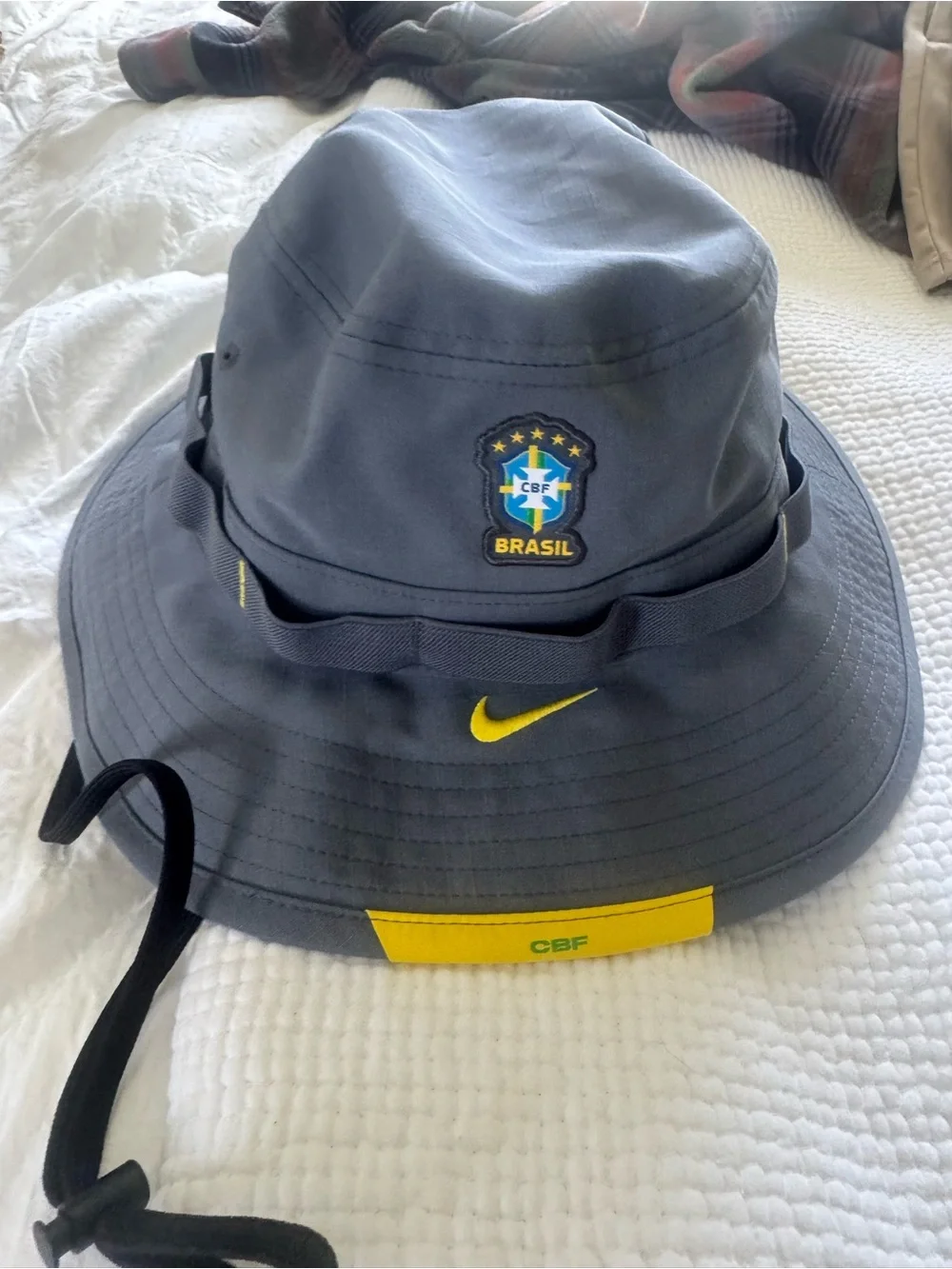Nike Grey Bucket Hat with Yellow Accents and CBF Crest